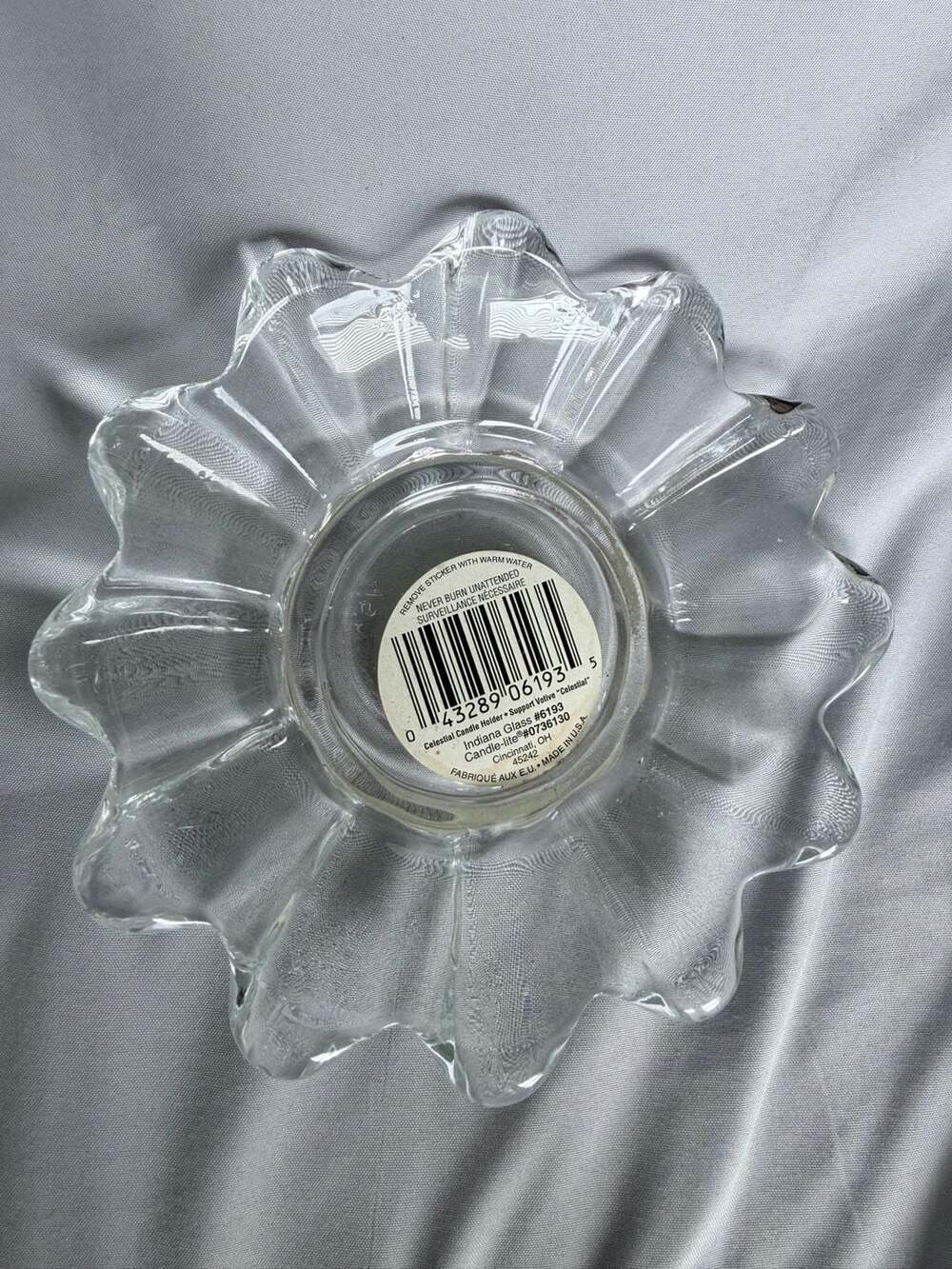Vintage Indiana Glass Celestial Candle Holder Support Votive